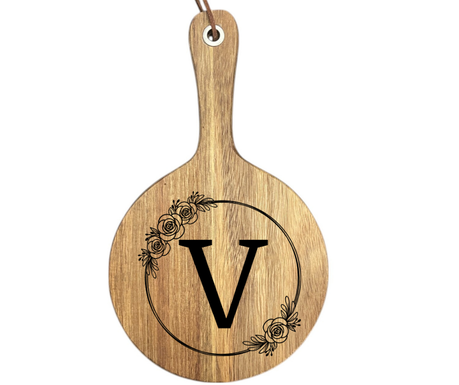 Floral Initial Cutting Board