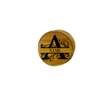 Personalized Initial Wooden Coasters with Elegant Scroll Design