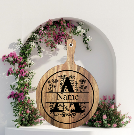 Medium Floral Personalized Cutting Board image 0