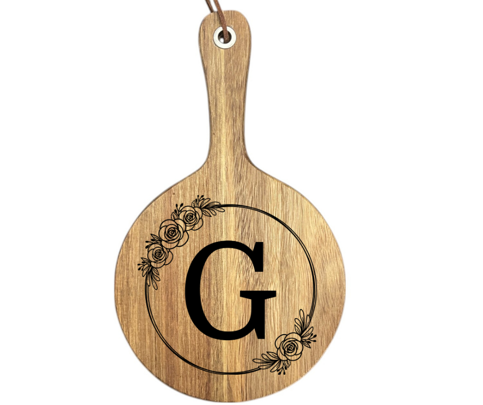 Floral Initial Cutting Board