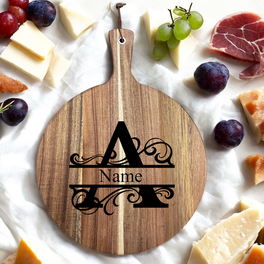 Large Personalized Monogram Acacia Wood Cutting Board image 0