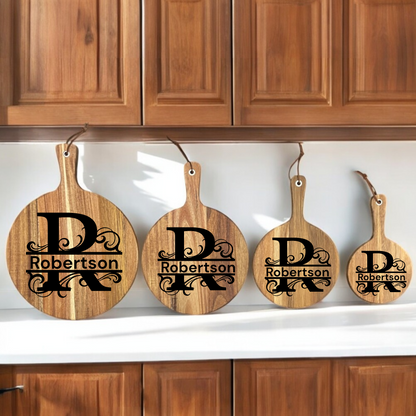 Personalized Monogram Acacia Wood Cutting Board